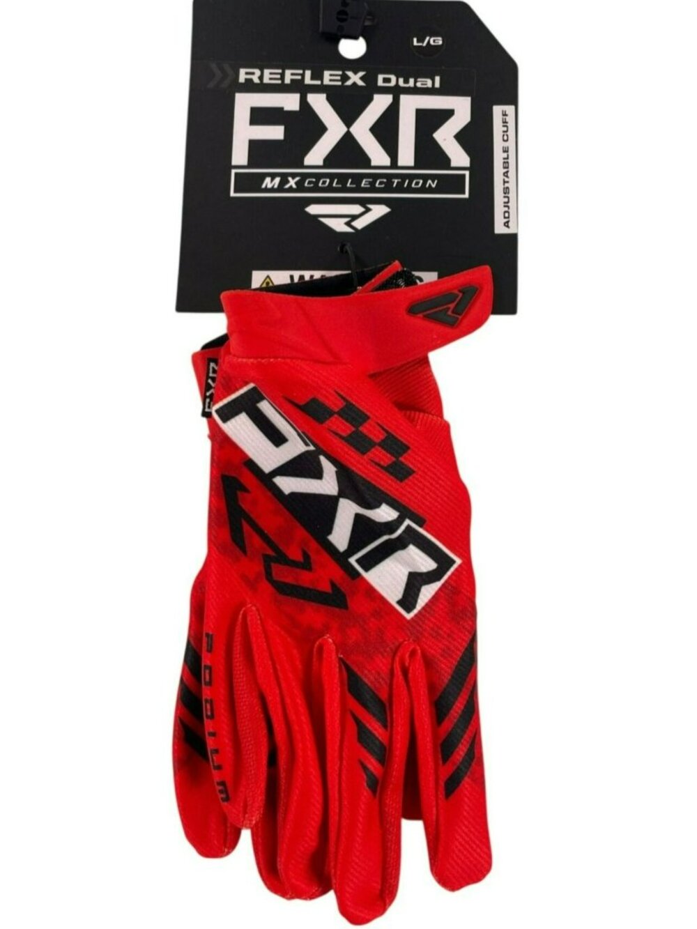 FXR Reflex Dual MX Collection Gloves Adjustable Cuff Red/Black/White Men's Sz L